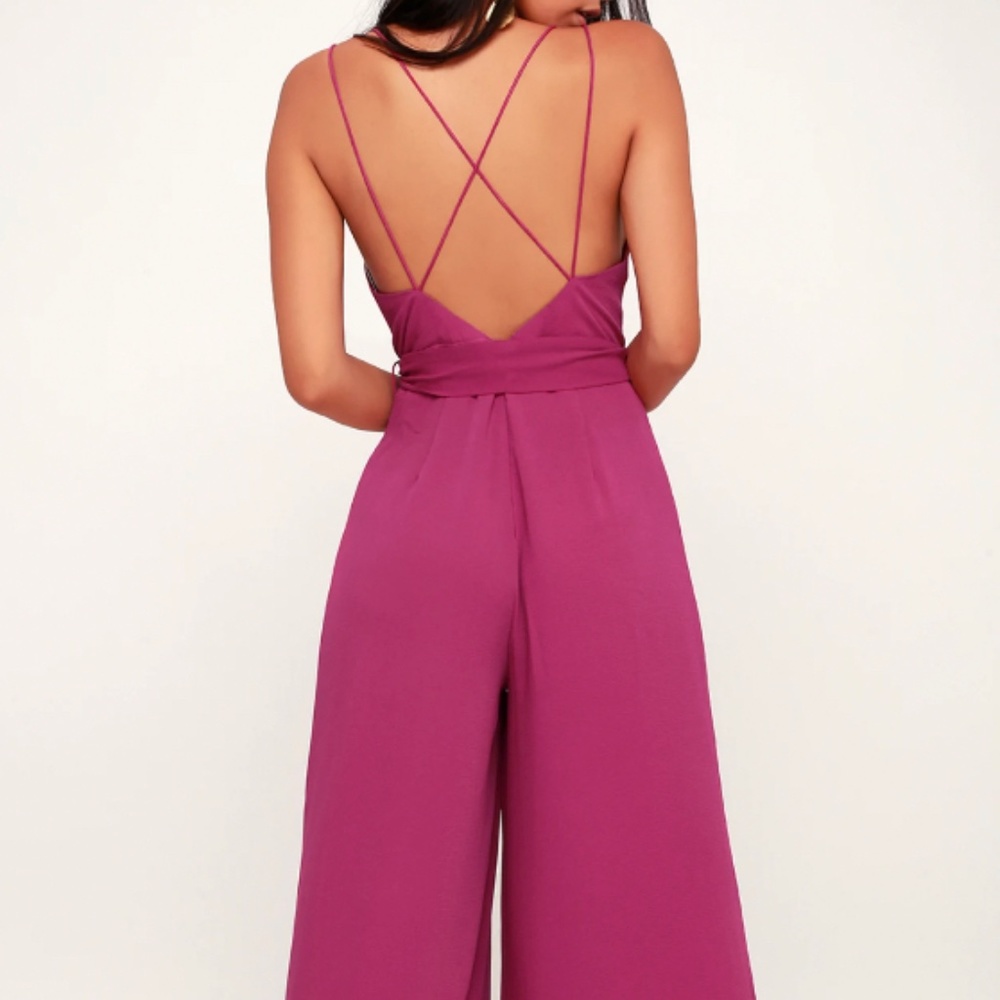 Lulu’s Hype Dream Magenta Backless Jumpsuit